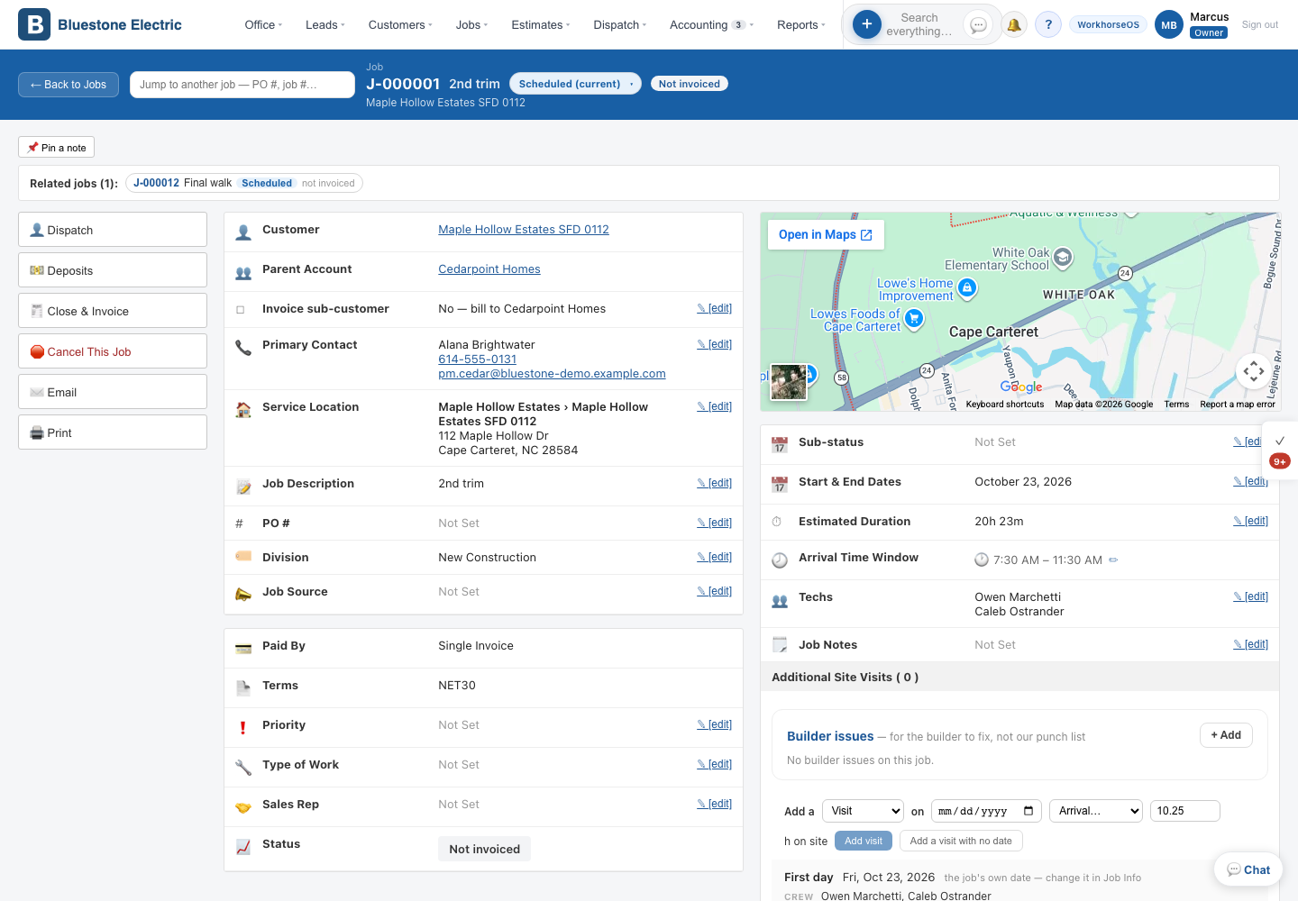 A builder lot job: the lot, its builder and the builder's project manager